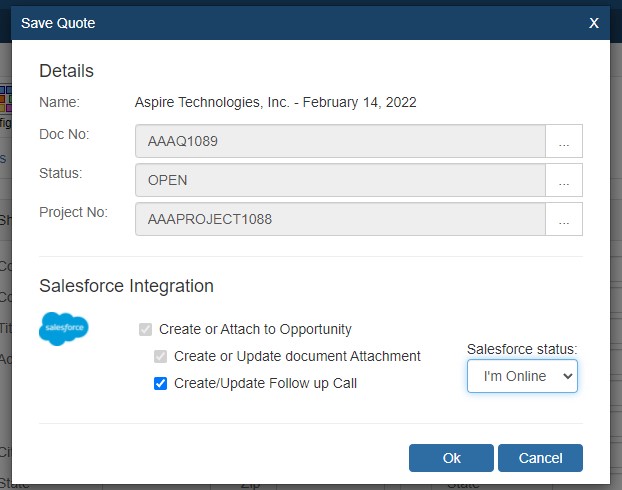 QuoteWerks integrates with Salesforce.com