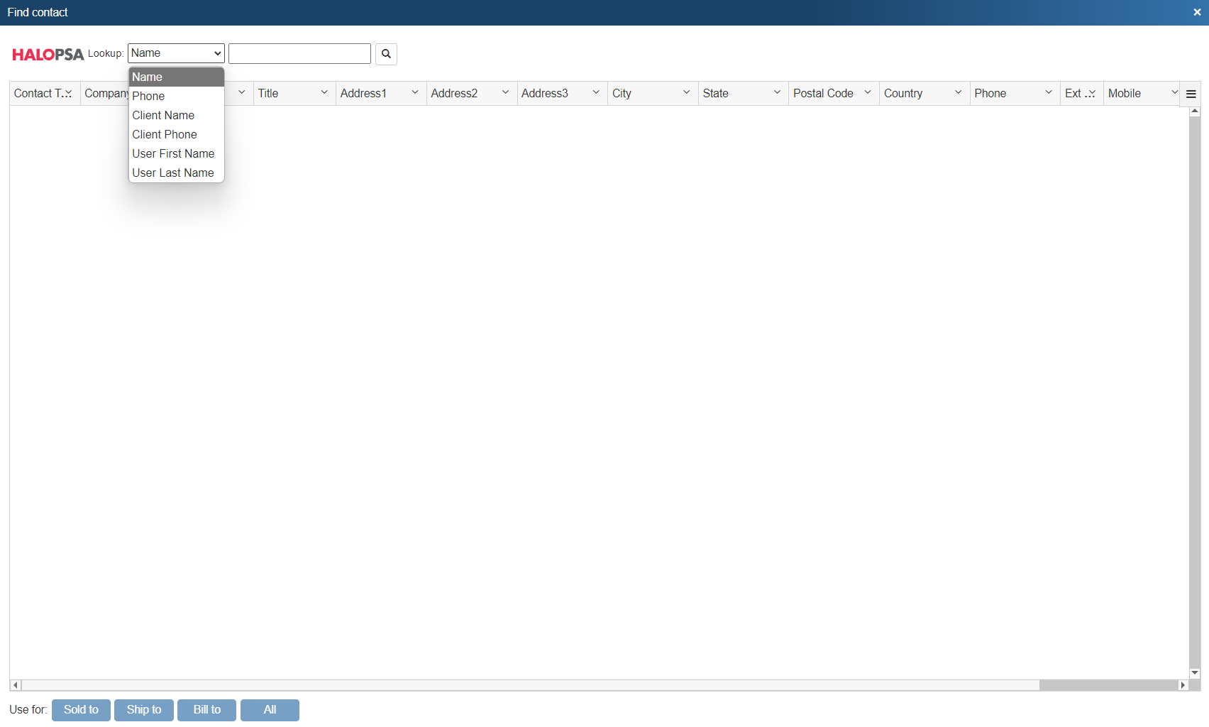 QuoteWerks Searches HaloPSA for Contacts