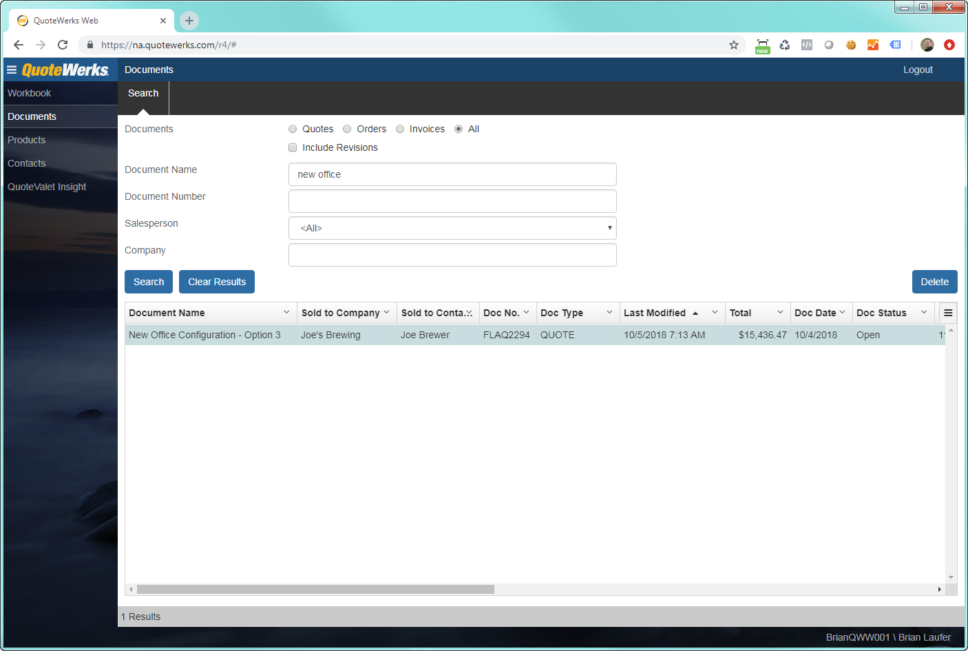 QuoteWerks Web: You have access to all of your QuoteWerks Desktop documents without having to synchronize