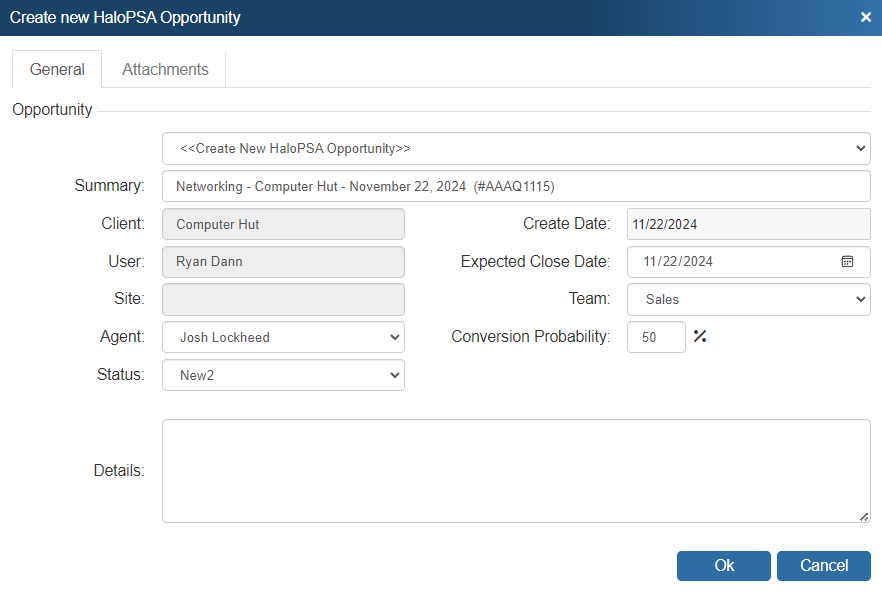 Create and Update HaloPSA Opportunities - CPQ