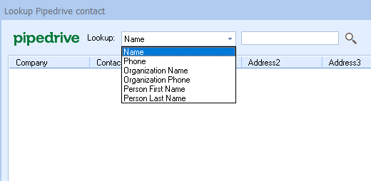 QuoteWerks Searches the Pipedrive Database for Contacts