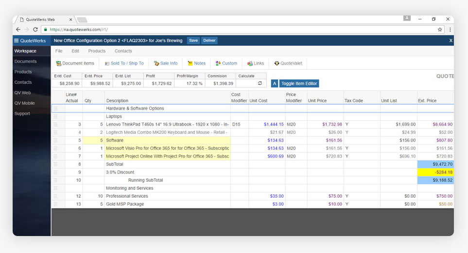 Powerful and affordable quoting software