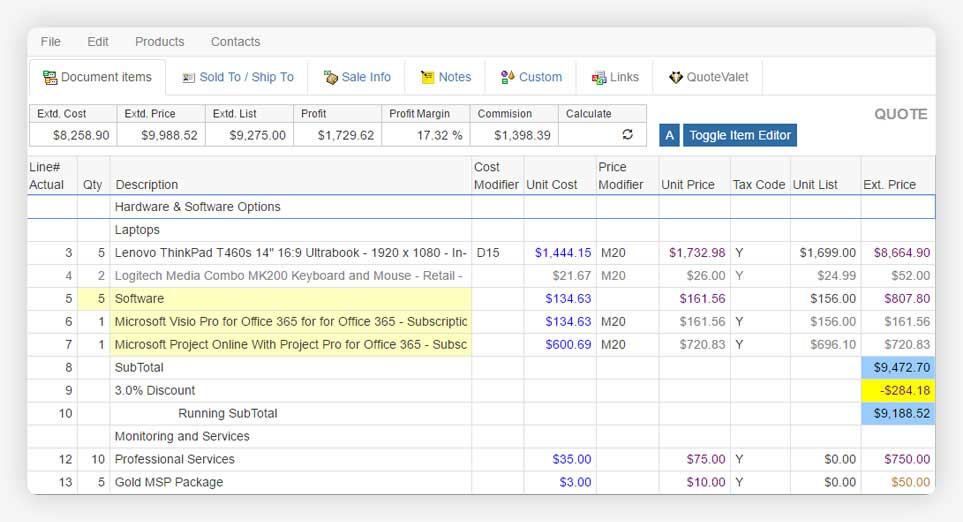 Powerful and affordable quoting software